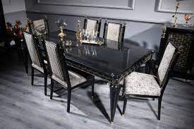A wide variety of dining table gray options are available to you, such as home furniture. Casa Padrino Luxury Baroque Dining Set Silver Gray Black Gold 1 Dining Table And 6 Dining Chairs Dining Room Furniture In Baroque Style