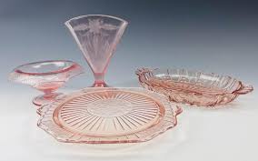 Pink Depression Glass Vase Compote Tray