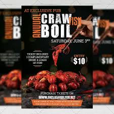 Crawfish Boil Invitation Flyer Food A5 Template
