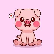 Cute Pig Sitting Cartoon Vector Icon