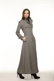 Grey Elegant Cashmere Coat Lapel Collar