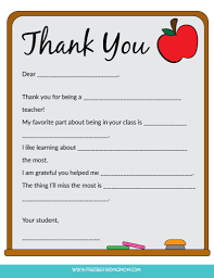 free teacher appreciation letter ideas