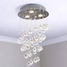 Modern Spiral Rain Drop Crystal Chandelier Mini Flush Mount Ceiling Light Sofary