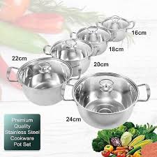 Stainless Steel Cookware 5pc Hob