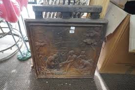 Antique Heavy Cast Iron Fireplace Back