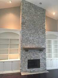 Grey Natural Stone Fireplace Modern