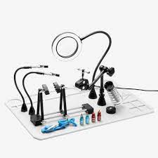 sainsmart 2 in 1 magnetic helping hands soldering repair station with silicone mat 5x led magnifying l esd safe canada