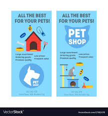 Cartoon Pet Shop Banner Or Flyer Service Vertical Vector Image