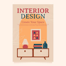 hand drawn interior design poster template