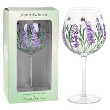 Gin Glass Large Hand Painted Lavender