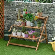 Outsunny 3 Tier Ladder Plant Stand