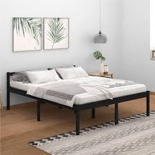 Bed Frame Black Solid Wood Pine 160x200