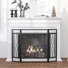 3 Panel Folding Fireplace Screen Home