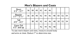 blazer size charts