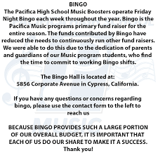 Bingo Pacifica High School Band And Colorguard