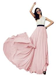 Urban Coco Womens Summer Chiffon Mopping Floor Length Big Hem Solid Beach Maxi Skirt X Large Nude Pink