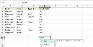 excel sum function