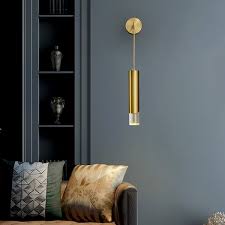 Modern Armed Wall Sconce 1 Light Brass