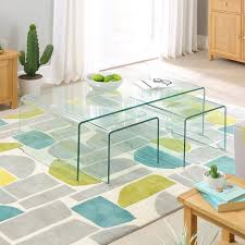 Geo Glass Coffee Table With 2 Nest