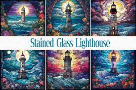 Stained Glass Lighthouse Afbeelding