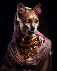 fantasy dess cat in golden mask