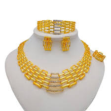 exquisite dubai gold jewelry set for