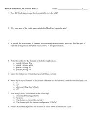 worksheet periodic table chapter 6