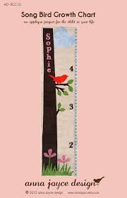 Sewing Pattern Song Bird Growth Chart Fabric Growth Chart