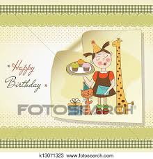 Jeder kennt das alljährliche problem: Alles Gute Geburtstag Karte Mit Lustig Madchen Tiere Und Cupcakes Clipart K13071323 Fotosearch