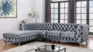 Global Furniture Usa U547 Grey Velvet Sectional Dark Gray Sectional
