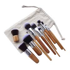 11pcs makeup brushes set with bamboo