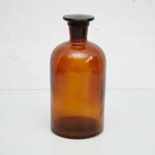 Antique Amber Apothecary Glass Bottle