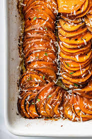 baked sweet potato slices cooking