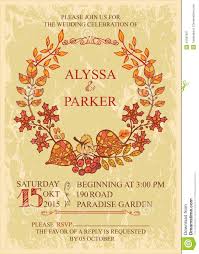 Vintage Fall Wedding Invitation With Leaves Wreath Stock