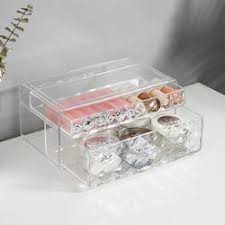clear plastic makeup organizer box