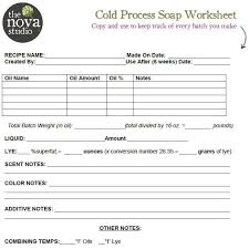 cold process soap worksheet