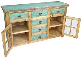 Rustic Painted Wood Buffet With Glass