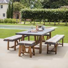 The slatted tables and plush chairs of the wayland outdoor dining collection provide you with the means to create an oasis of comfort in your outdoor space when you entertain while their durable build will keep them looking like new. Chilson Indoor Or Outdoor Dining Table With Bench Set
