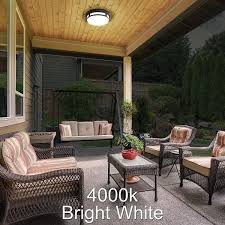 The fan can be installed with standard, sloped. Hampton Bay 11 In 1 Light Round Black Led Indoor Outdoor Flush Mount Porch Ceiling Light 830 Lumens 3 Color Temp Changes Wet Rated 54471201 The Home Depot