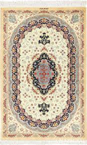 small size ivory persian silk qum rug