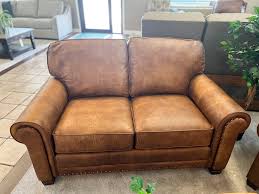 smith brothers leather loveseat oak