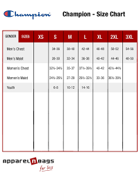 Champion Hoodie Size Chart