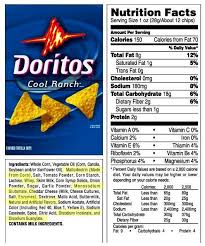 doritos nutrition and ings label