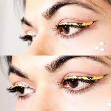 24k real gold leaf eyeliner makeup look