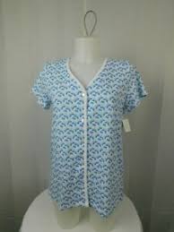 Details About Charter Club Sleepwear Button Front Butterfly Cotton Pajama Top Small 6411