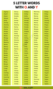 616 useful 5 letter words with o and y