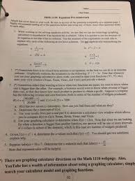 Math 1110 Equation Pre Homework