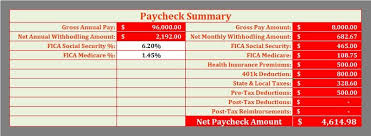 paycheck calculator excel template