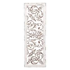 carved distressed white metal wall art