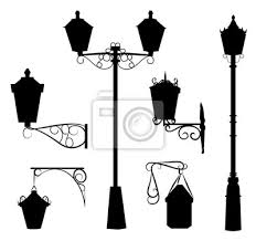 silhouette of antique outdoor lamps